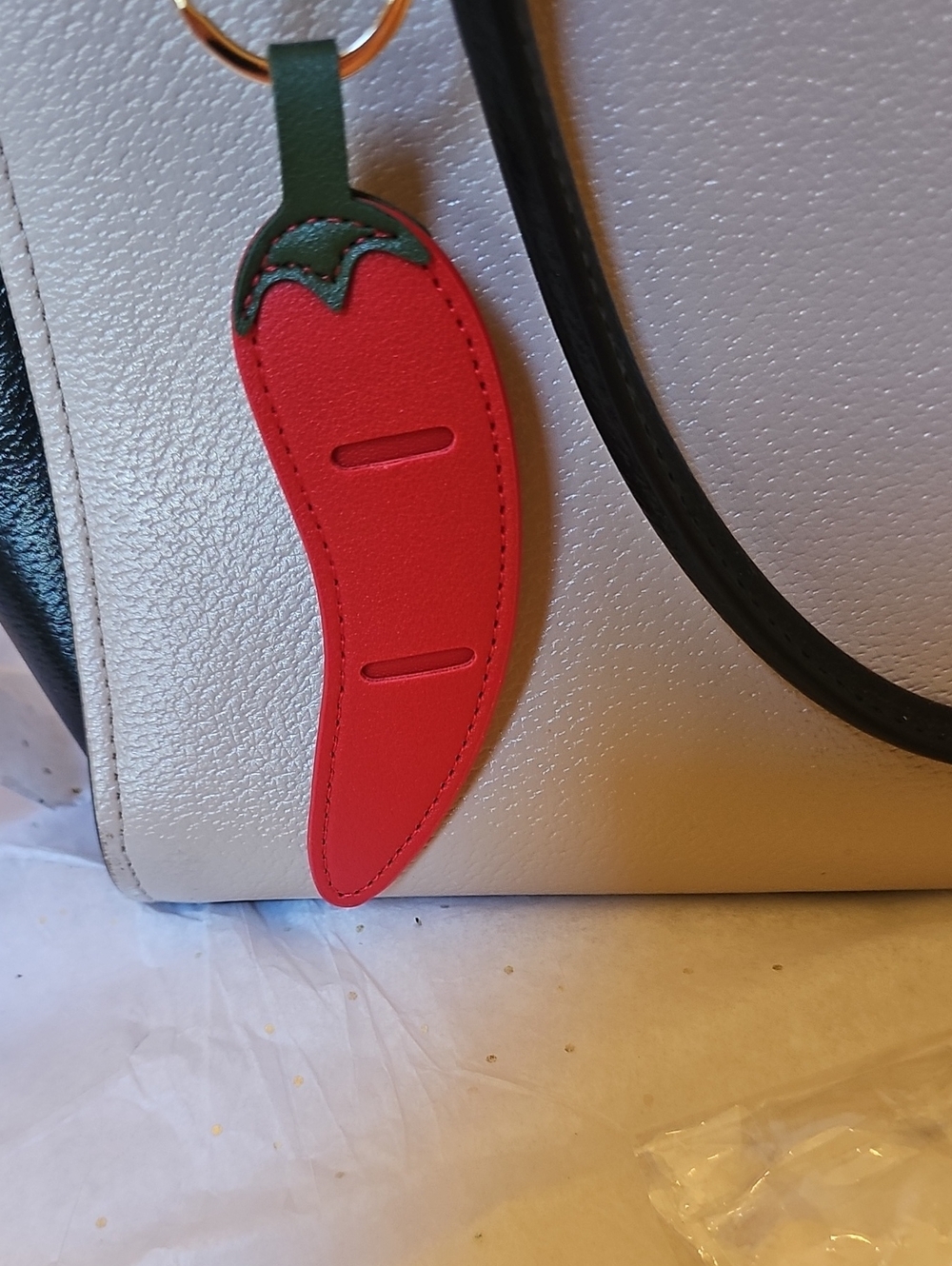 Faux Leather Red Chili Pepper Keychain Sunglasses Holder Bag Charm